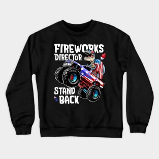 4th of July Fireworks Director T Rex Monster Truck Kids Boys Crewneck Sweatshirt